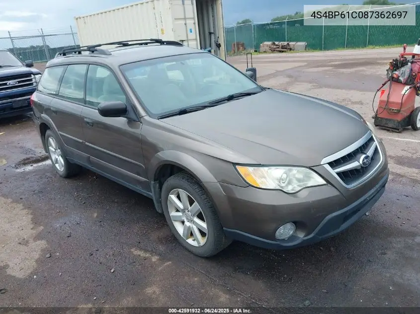 2008 Subaru Outback 2.5I/2.5I L.l. Bean Edition VIN: 4S4BP61C087362697 Lot: 42591932