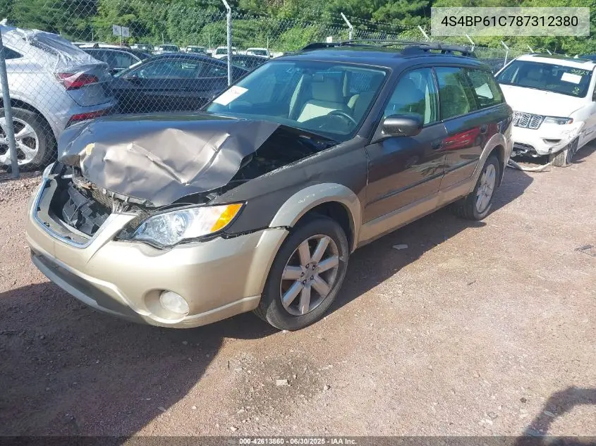 2008 Subaru Outback 2.5I/2.5I L.l. Bean Edition VIN: 4S4BP61C787312380 Lot: 42613860