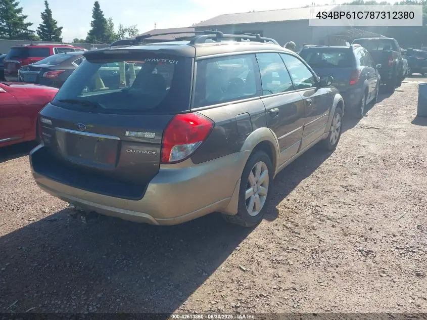 2008 Subaru Outback 2.5I/2.5I L.l. Bean Edition VIN: 4S4BP61C787312380 Lot: 42613860