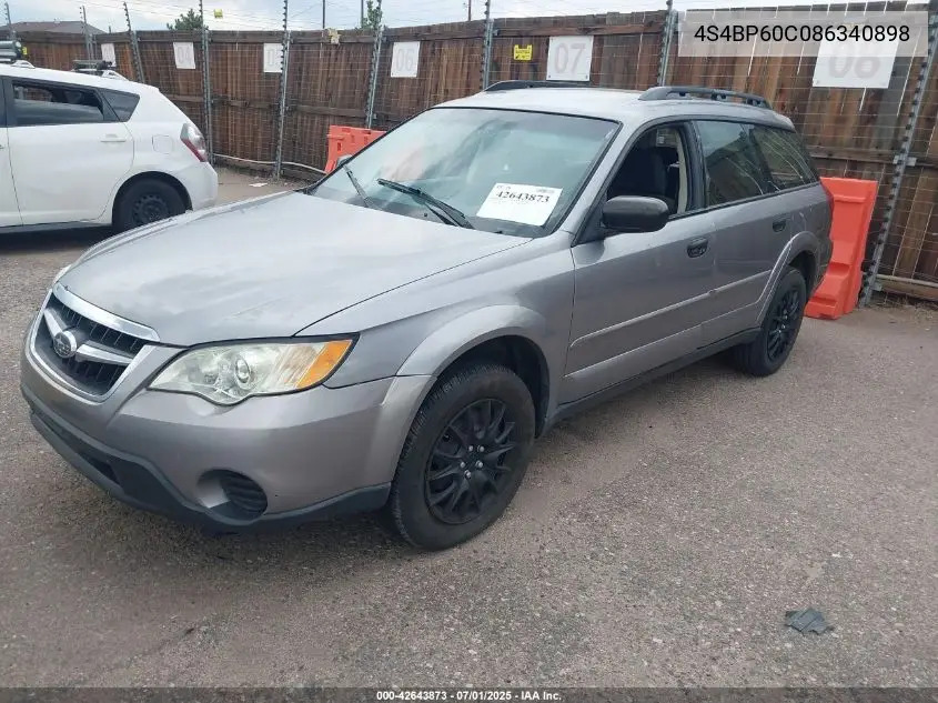 2008 Subaru Outback VIN: 4S4BP60C086340898 Lot: 42643873