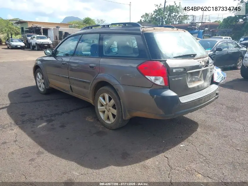 2008 Subaru Outback 2.5I Limited/2.5I Limited L.l. Bean Edition VIN: 4S4BP62C187334745 Lot: 42677296