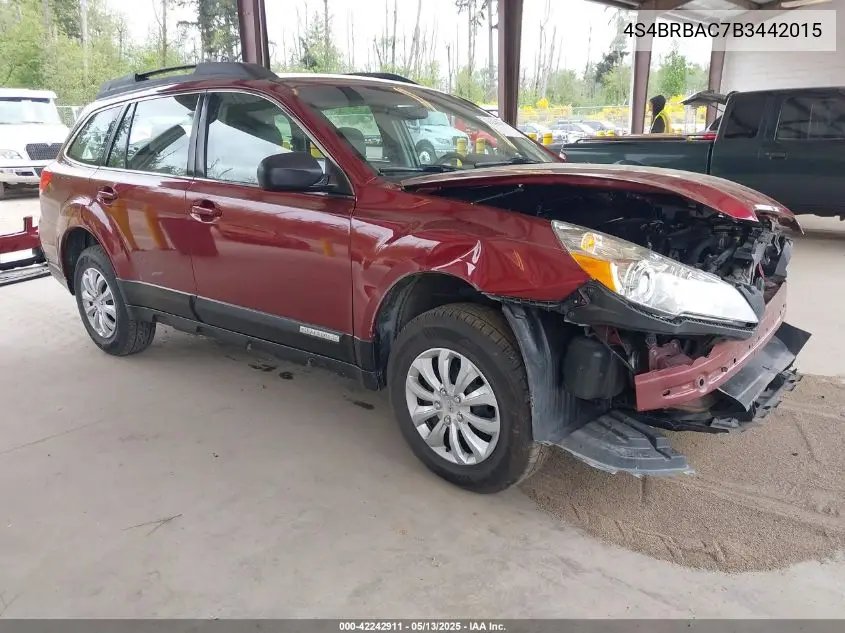 2011 Subaru Outback 2.5I VIN: 4S4BRBAC7B3442015 Lot: 42242911
