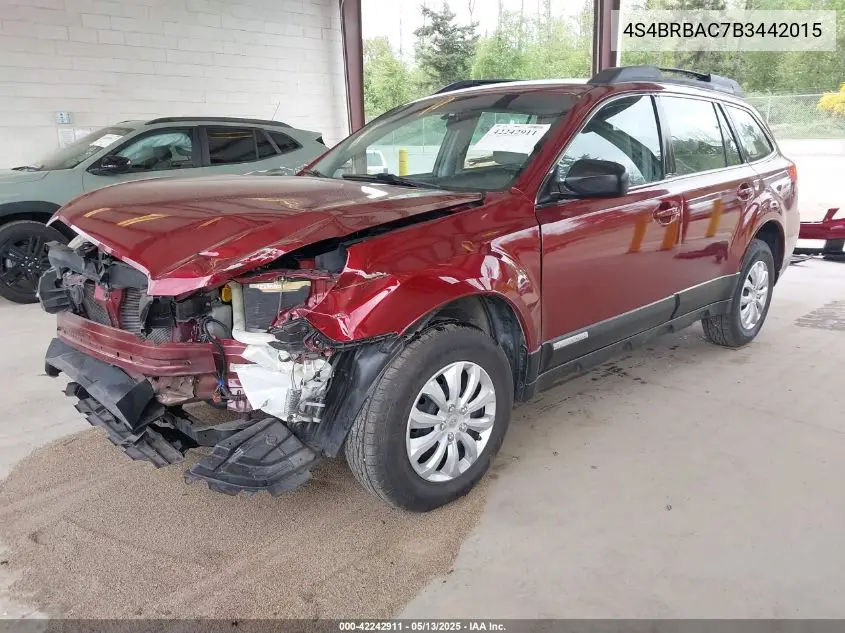 2011 Subaru Outback 2.5I VIN: 4S4BRBAC7B3442015 Lot: 42242911