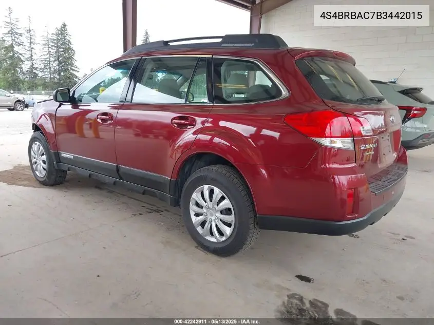 2011 Subaru Outback 2.5I VIN: 4S4BRBAC7B3442015 Lot: 42242911