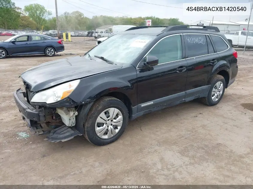2011 Subaru Outback 2.5I VIN: 4S4BRBACXB1420540 Lot: 42264620
