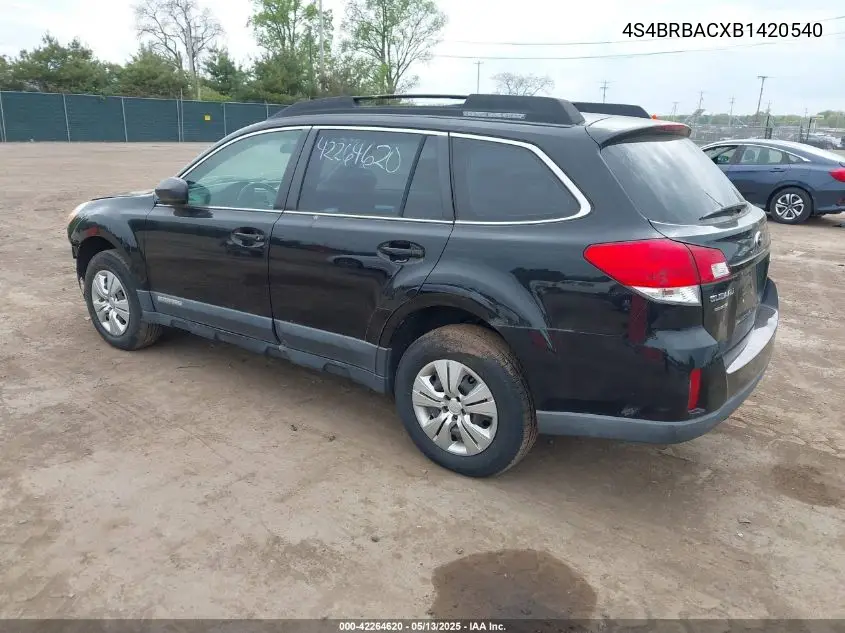 2011 Subaru Outback 2.5I VIN: 4S4BRBACXB1420540 Lot: 42264620