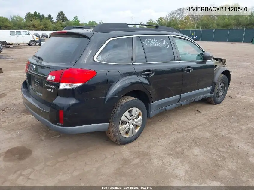 2011 Subaru Outback 2.5I VIN: 4S4BRBACXB1420540 Lot: 42264620