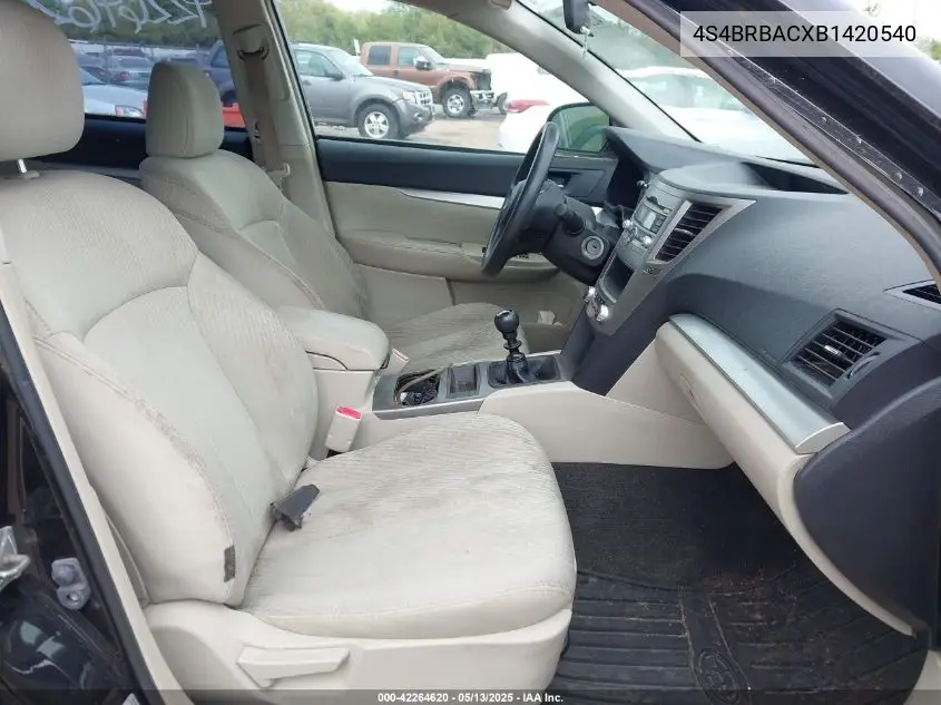 2011 Subaru Outback 2.5I VIN: 4S4BRBACXB1420540 Lot: 42264620