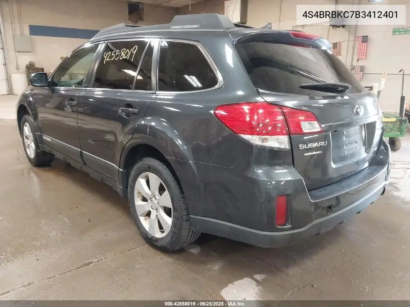 2011 Subaru Outback 2.5I Limited VIN: 4S4BRBKC7B3412401 Lot: 42558019