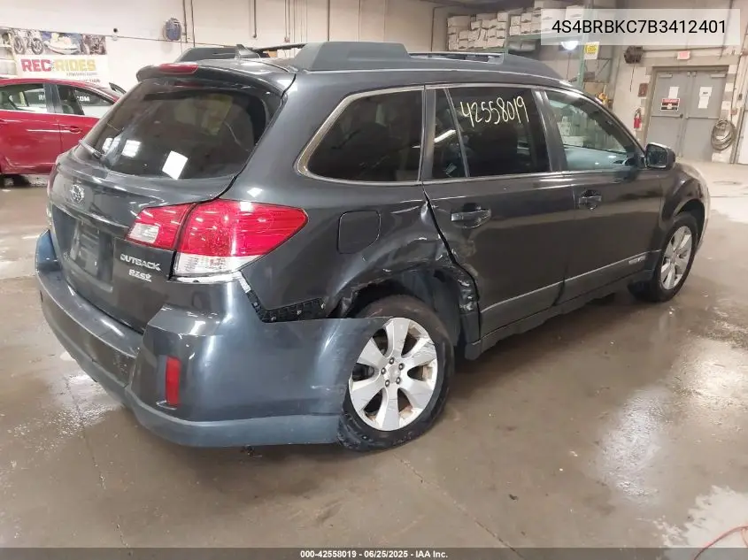 2011 Subaru Outback 2.5I Limited VIN: 4S4BRBKC7B3412401 Lot: 42558019