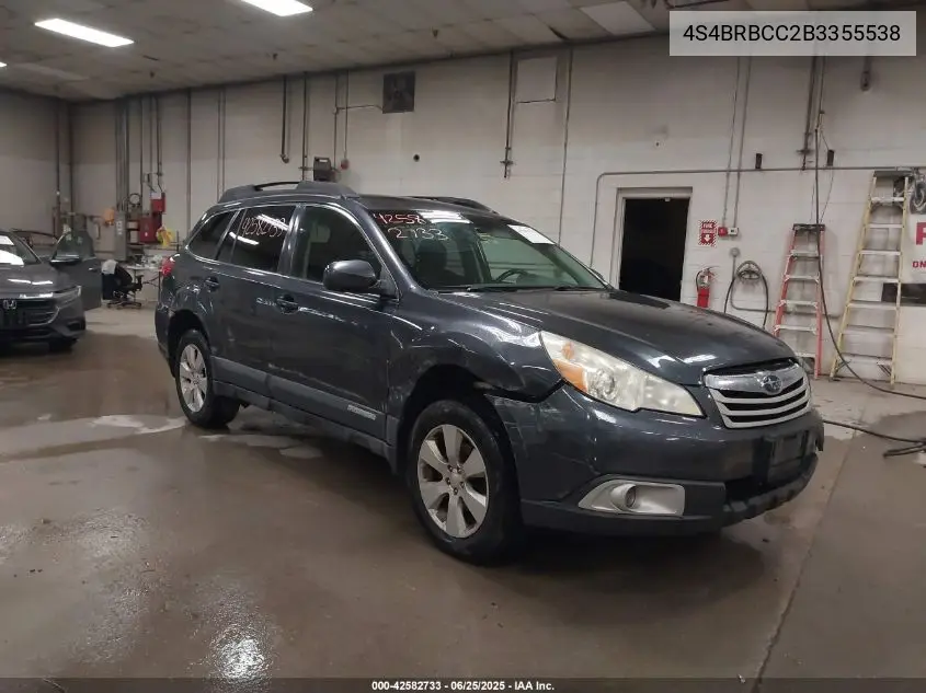 2011 Subaru Outback 2.5I Premium VIN: 4S4BRBCC2B3355538 Lot: 42582733