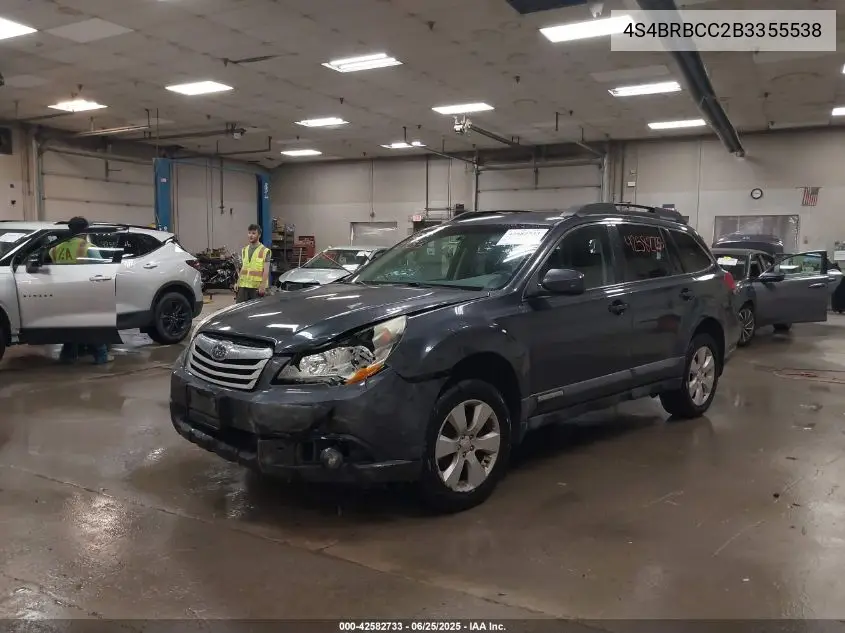 2011 Subaru Outback 2.5I Premium VIN: 4S4BRBCC2B3355538 Lot: 42582733