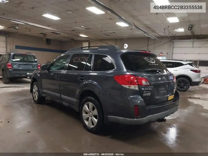 2011 Subaru Outback 2.5I Premium VIN: 4S4BRBCC2B3355538 Lot: 42582733