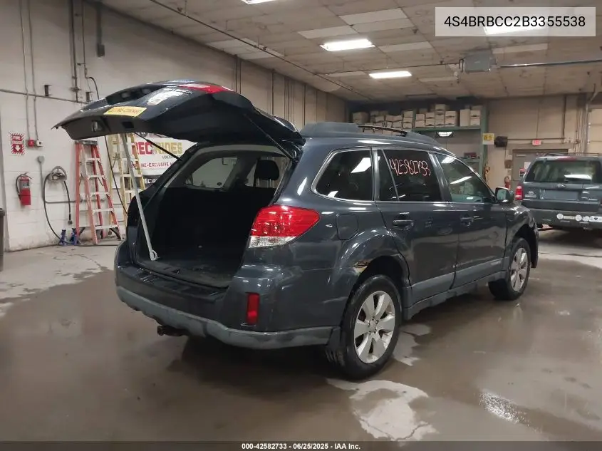 2011 Subaru Outback 2.5I Premium VIN: 4S4BRBCC2B3355538 Lot: 42582733
