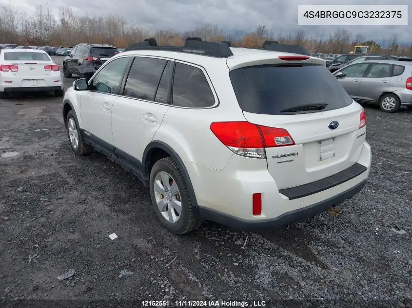 2012 Subaru Outback VIN: 4S4BRGGC9C3232375 Lot: 12152551