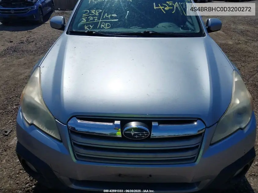 2013 Subaru Outback 2.5I Premium VIN: 4S4BRBHC0D3200272 Lot: 42591333