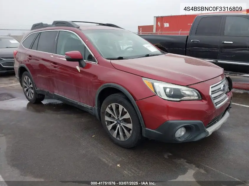 2015 Subaru Outback 2.5I Limited VIN: 4S4BSBNC0F3316809 Lot: 41751576