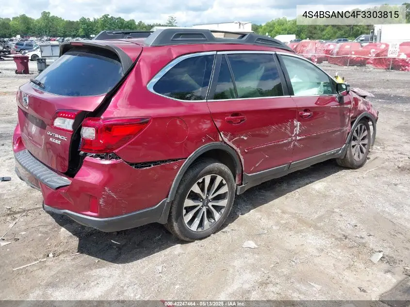 2015 Subaru Outback 2.5I Limited VIN: 4S4BSANC4F3303815 Lot: 42247464