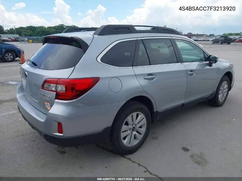 2015 Subaru Outback 2.5I Premium VIN: 4S4BSACC7F3213920 Lot: 42607751