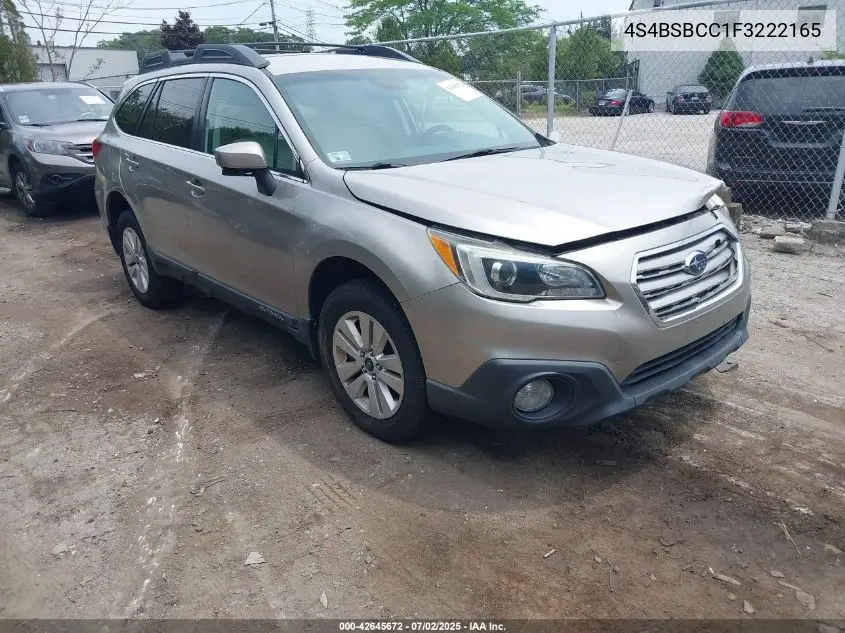 2015 Subaru Outback 2.5I Premium VIN: 4S4BSBCC1F3222165 Lot: 42645672