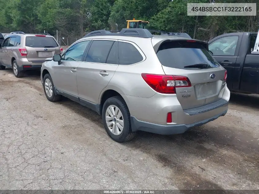 2015 Subaru Outback 2.5I Premium VIN: 4S4BSBCC1F3222165 Lot: 42645672