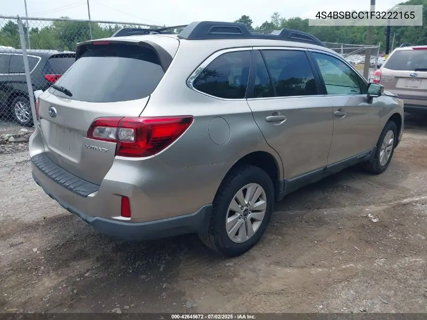 2015 Subaru Outback 2.5I Premium VIN: 4S4BSBCC1F3222165 Lot: 42645672