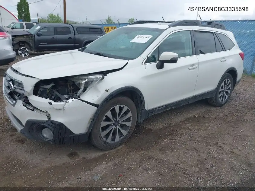 2016 Subaru Outback 2.5I Limited VIN: 4S4BSANC8G3335698 Lot: 42225381