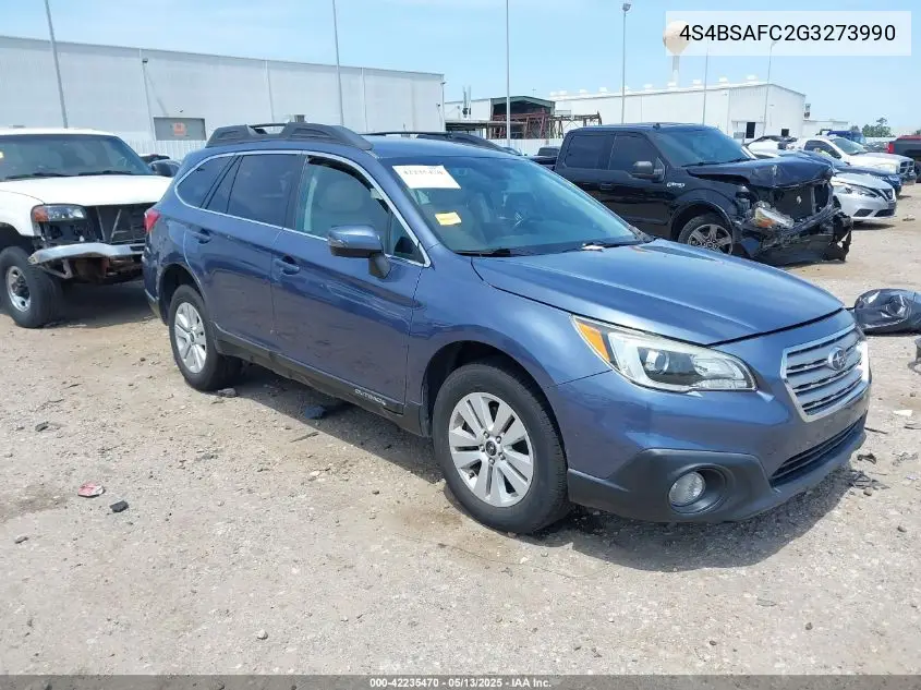 2016 Subaru Outback 2.5I Premium VIN: 4S4BSAFC2G3273990 Lot: 42235470