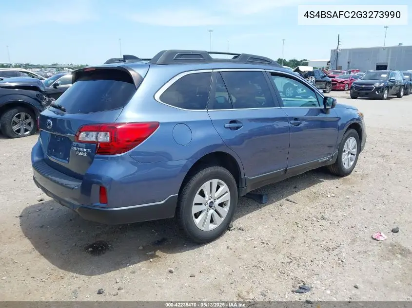 2016 Subaru Outback 2.5I Premium VIN: 4S4BSAFC2G3273990 Lot: 42235470