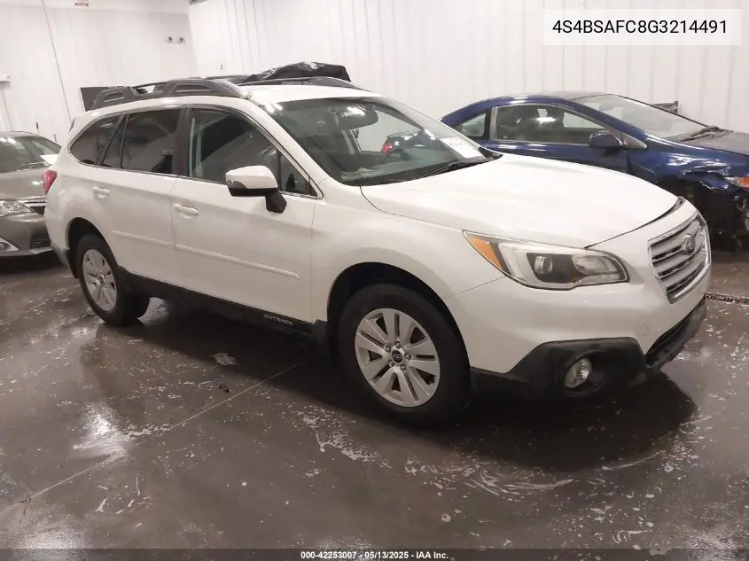 2016 Subaru Outback 2.5I Premium VIN: 4S4BSAFC8G3214491 Lot: 42253007