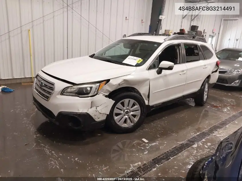 2016 Subaru Outback 2.5I Premium VIN: 4S4BSAFC8G3214491 Lot: 42253007