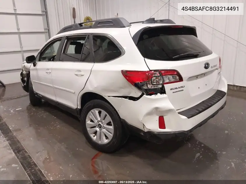 2016 Subaru Outback 2.5I Premium VIN: 4S4BSAFC8G3214491 Lot: 42253007