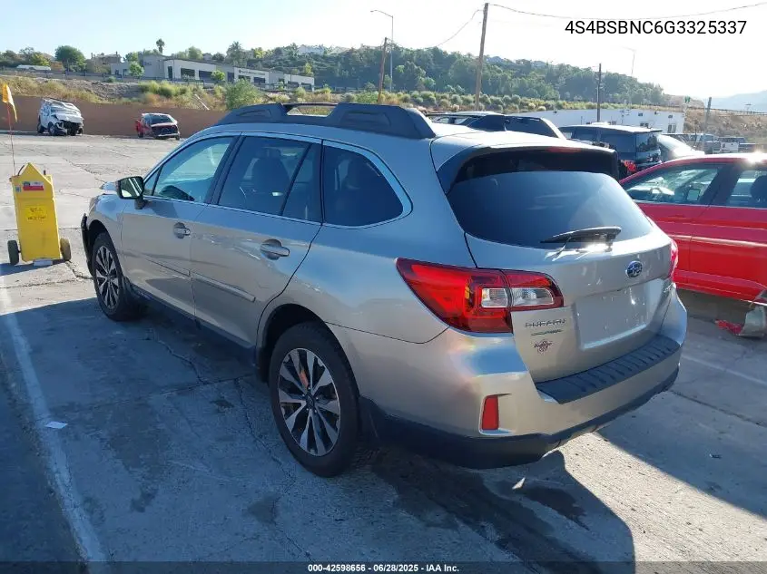 2016 Subaru Outback 2.5I Limited VIN: 4S4BSBNC6G3325337 Lot: 42598656
