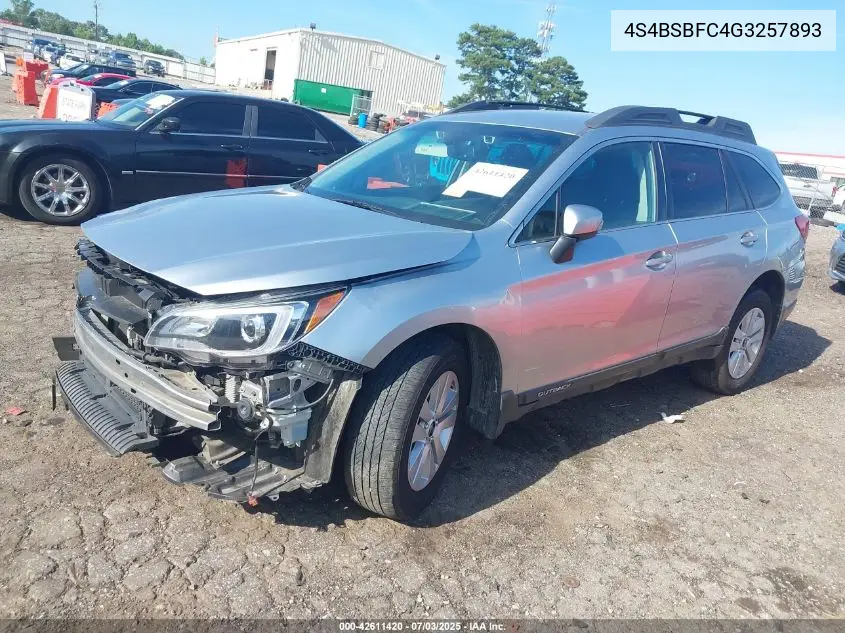 2016 Subaru Outback 2.5I Premium VIN: 4S4BSBFC4G3257893 Lot: 42611420