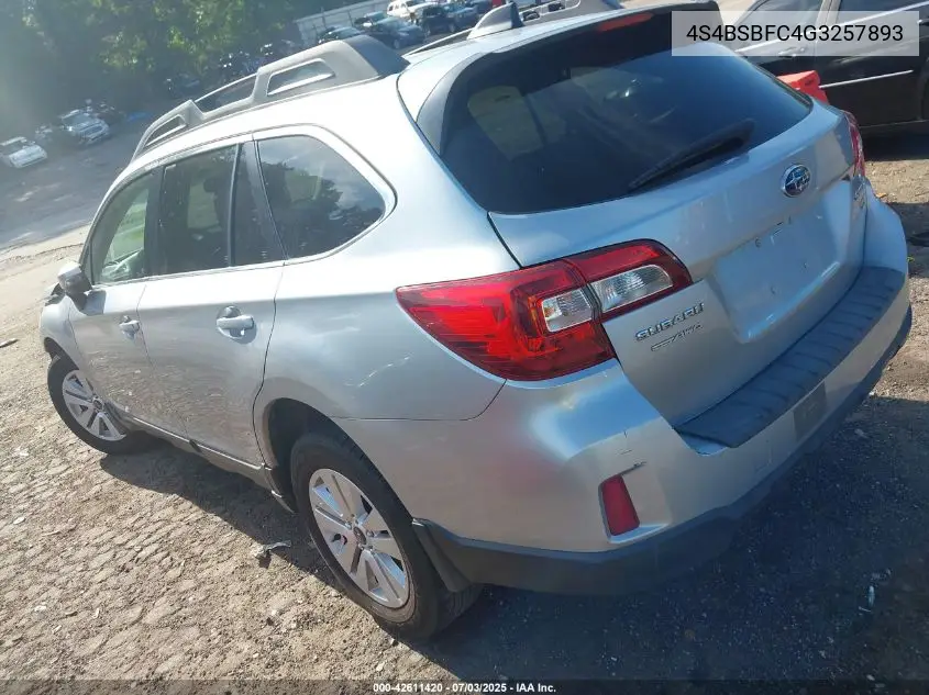 2016 Subaru Outback 2.5I Premium VIN: 4S4BSBFC4G3257893 Lot: 42611420