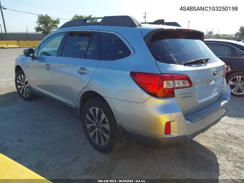2016 Subaru Outback 2.5I Limited VIN: 4S4BSANC1G3250198 Lot: 42618618