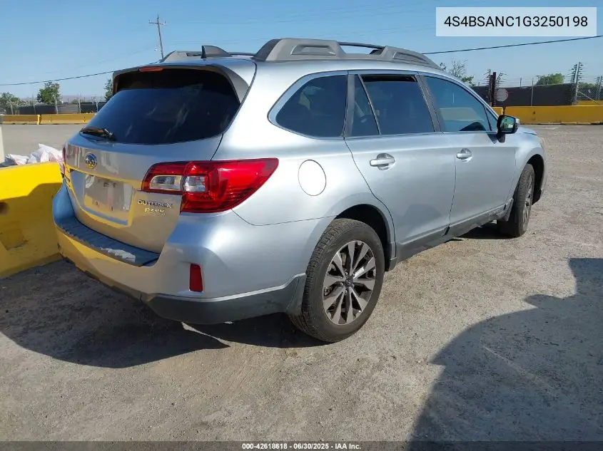 2016 Subaru Outback 2.5I Limited VIN: 4S4BSANC1G3250198 Lot: 42618618