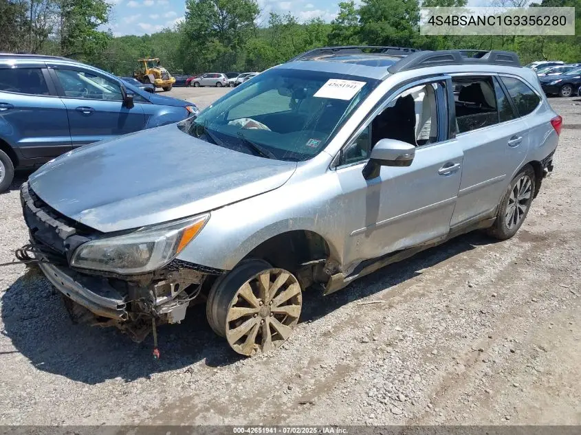 2016 Subaru Outback 2.5I Limited VIN: 4S4BSANC1G3356280 Lot: 42651941