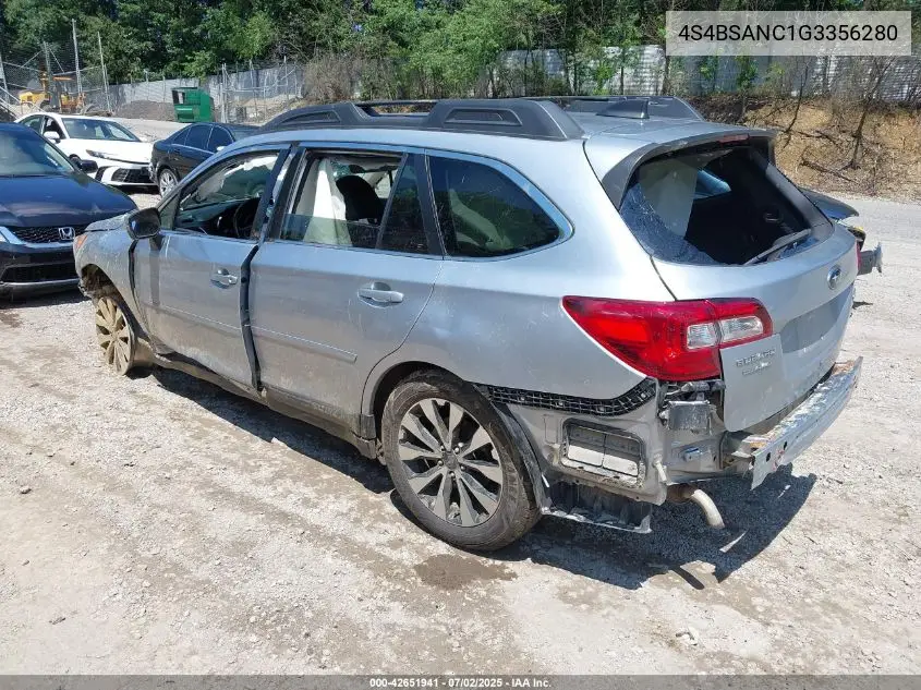 2016 Subaru Outback 2.5I Limited VIN: 4S4BSANC1G3356280 Lot: 42651941