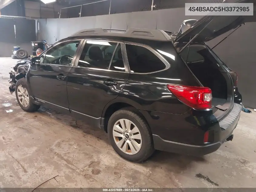 2017 Subaru Outback 2.5I Premium VIN: 4S4BSADC5H3372985 Lot: 42237689