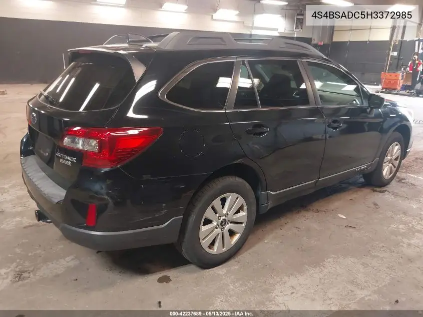 2017 Subaru Outback 2.5I Premium VIN: 4S4BSADC5H3372985 Lot: 42237689