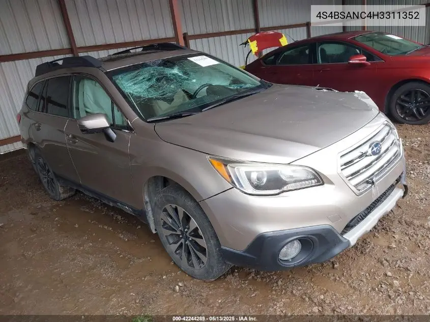 2017 Subaru Outback 2.5I Limited VIN: 4S4BSANC4H3311352 Lot: 42244289