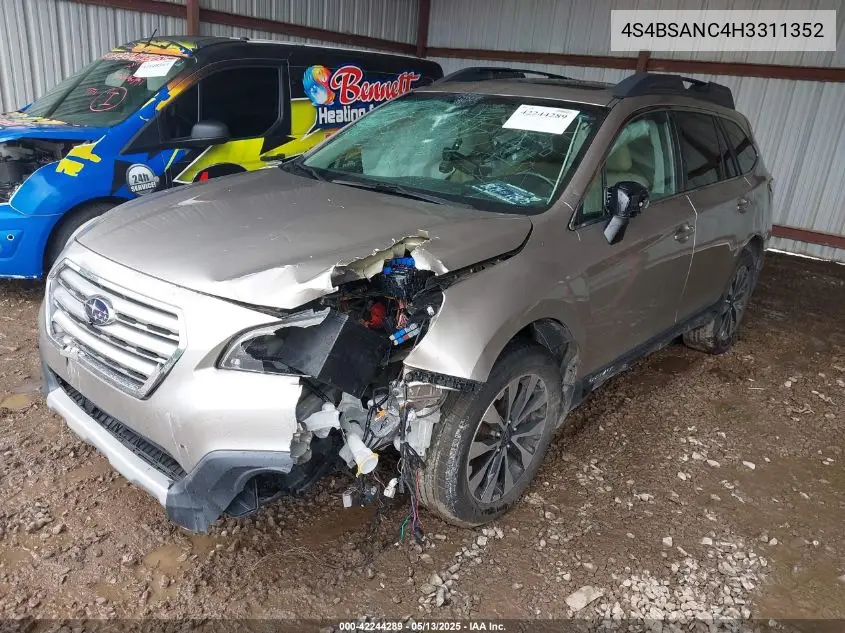 2017 Subaru Outback 2.5I Limited VIN: 4S4BSANC4H3311352 Lot: 42244289