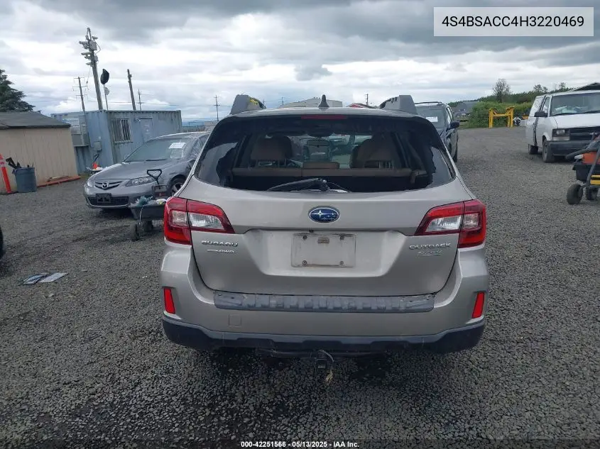 2017 Subaru Outback 2.5I Premium VIN: 4S4BSACC4H3220469 Lot: 42251566