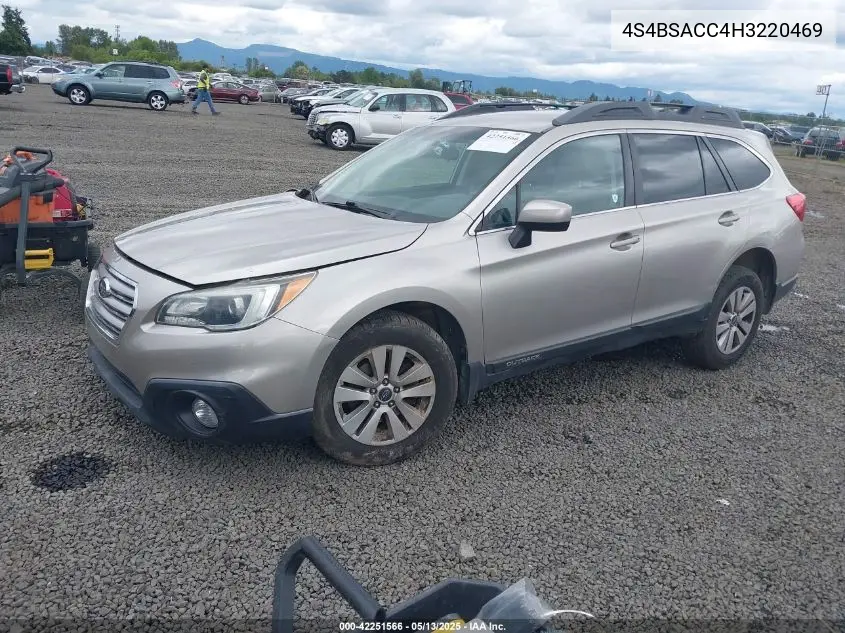 2017 Subaru Outback 2.5I Premium VIN: 4S4BSACC4H3220469 Lot: 42251566