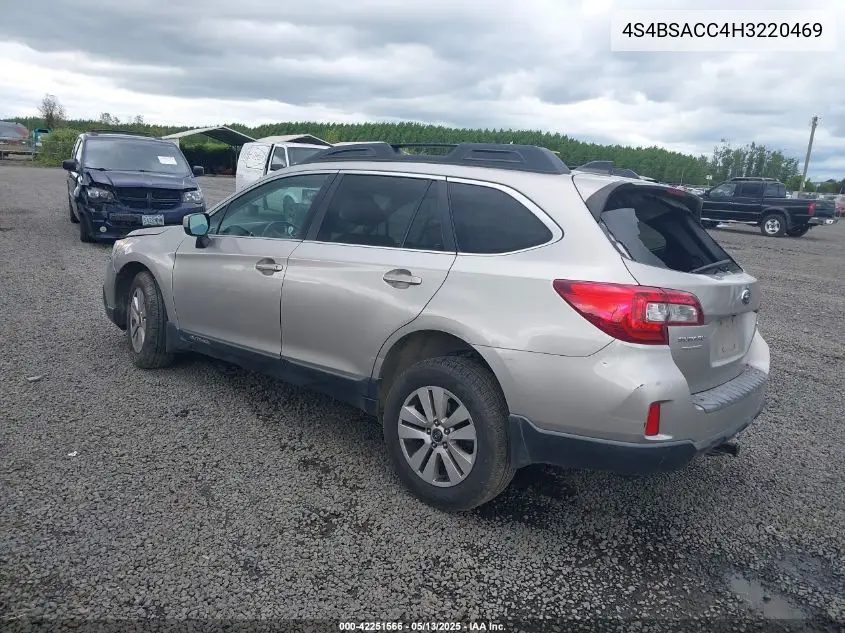 2017 Subaru Outback 2.5I Premium VIN: 4S4BSACC4H3220469 Lot: 42251566