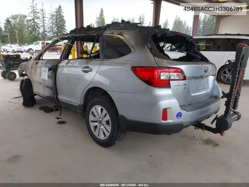 2017 Subaru Outback 2.5I Premium VIN: 4S4BSACC3H3306789 Lot: 42268236