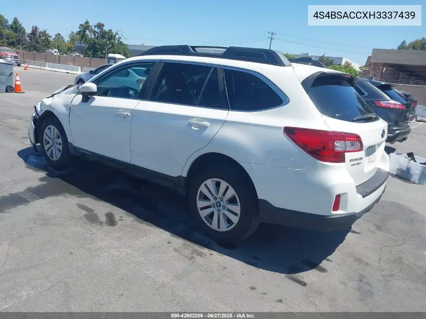 2017 Subaru Outback 2.5I Premium VIN: 4S4BSACCXH3337439 Lot: 42602206