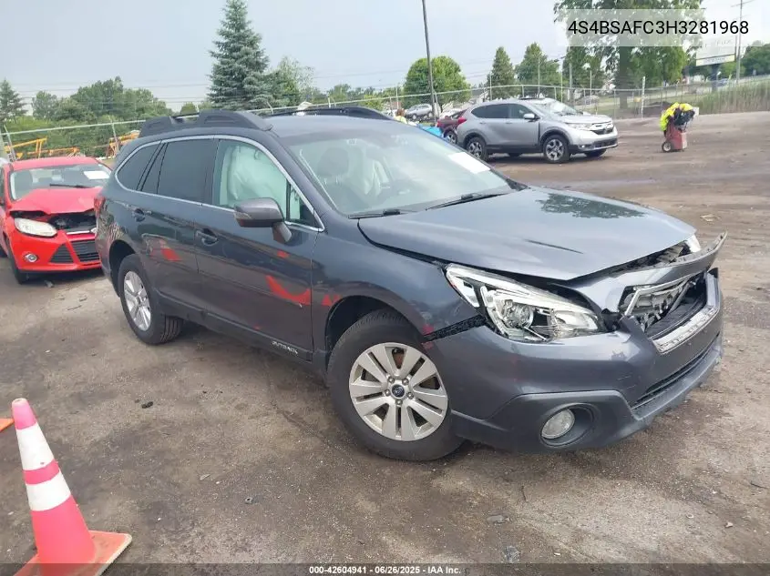 2017 Subaru Outback 2.5I Premium VIN: 4S4BSAFC3H3281968 Lot: 42604941