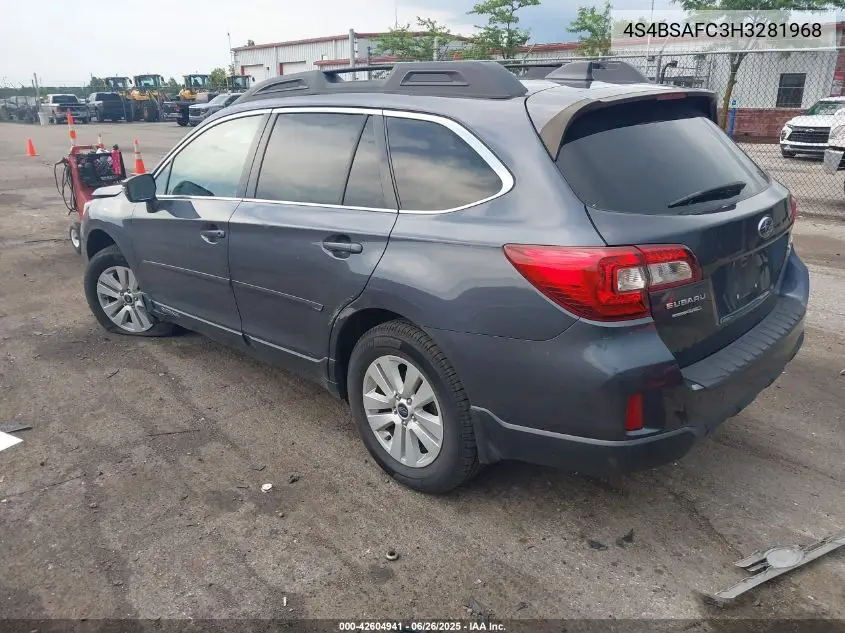 2017 Subaru Outback 2.5I Premium VIN: 4S4BSAFC3H3281968 Lot: 42604941